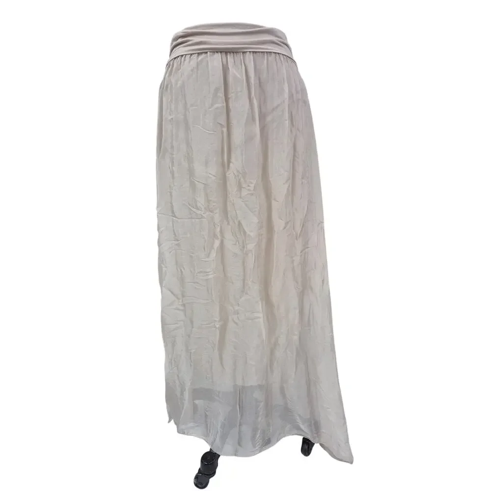 Giusy Silk Blend Convertible Dress / Skirt Beige Made In Italy Sz L - Picture 4 of 9